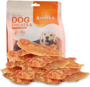 Annika 鸡肉干狗零食 – 天然、低脂条和咀嚼,狗狗训练零食配鸡胸肉,无谷物，适合所有品种的健康零食