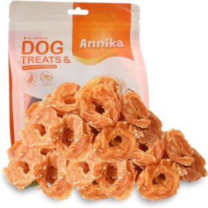 Annika Chicken Rings Dog Treats – Natural Chicken Jerky Chews, Rawhide-Free Healthy Training Treats for Small, Medium & Large Dogs, High Protein Snacks for Hip & Joint Support, 11.6 oz