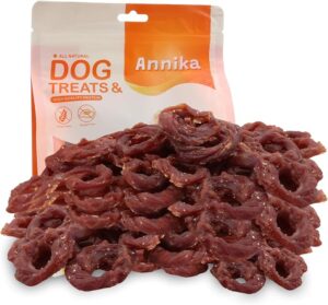 Annika Duck Jerky Rings – High Protein Natural Duck Chews with Taurine, Rawhide-Free Soft & Chewy Training Snacks for Small to Large Dogs, 11.60 oz
